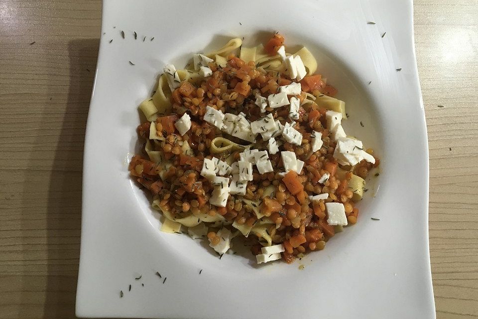 Nudeln mit Linsen - Bolognese von Sarah