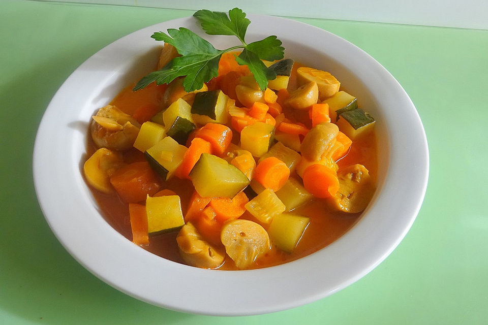 Curry mit Mango - Maracuja Saft