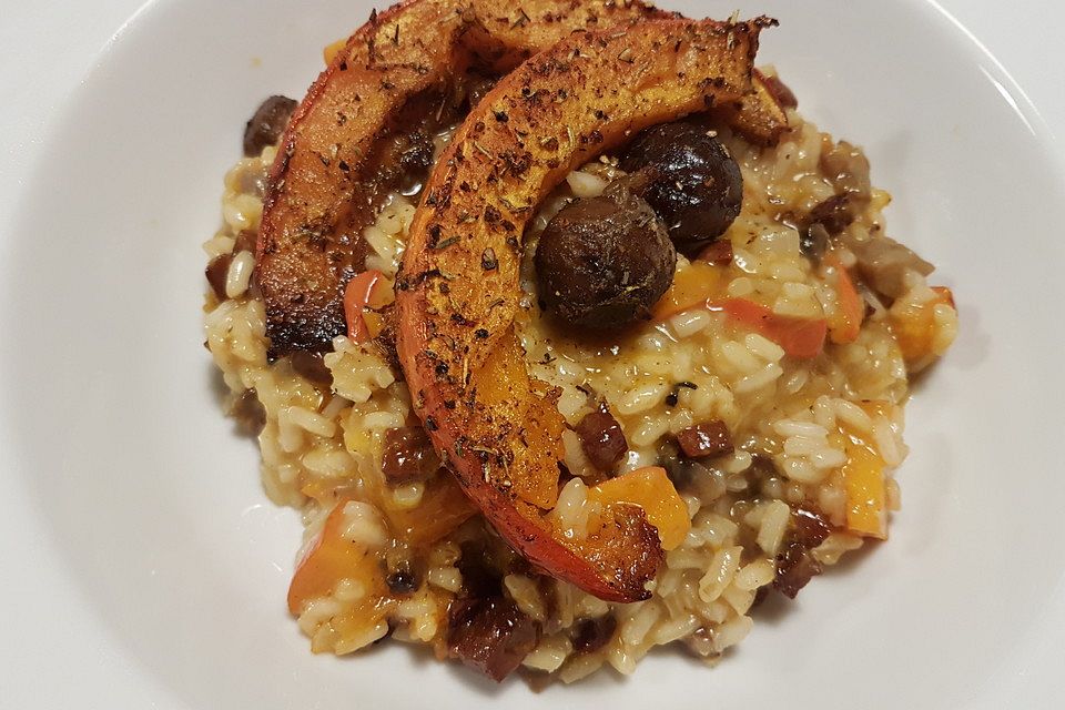 Kürbis - Risotto mit Chorizo und Maronen