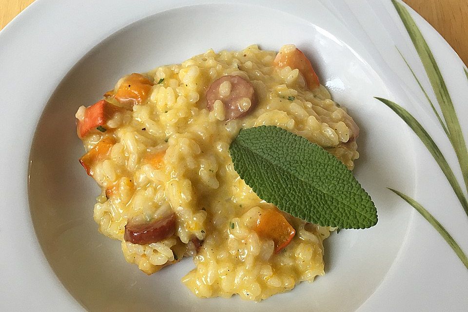 Kürbis - Risotto mit Chorizo und Maronen