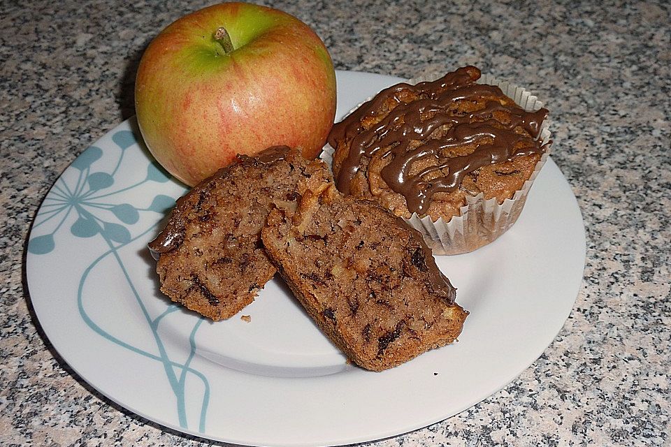 Feine Apfel - Haselnuss - Schoko - Muffins