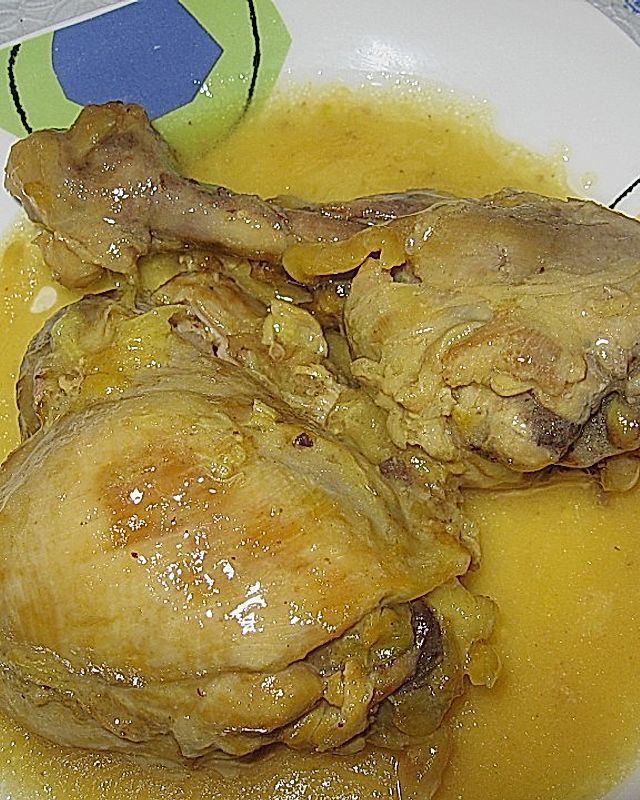 Kanarische Hähnchenschenkel in Knoblauchsauce