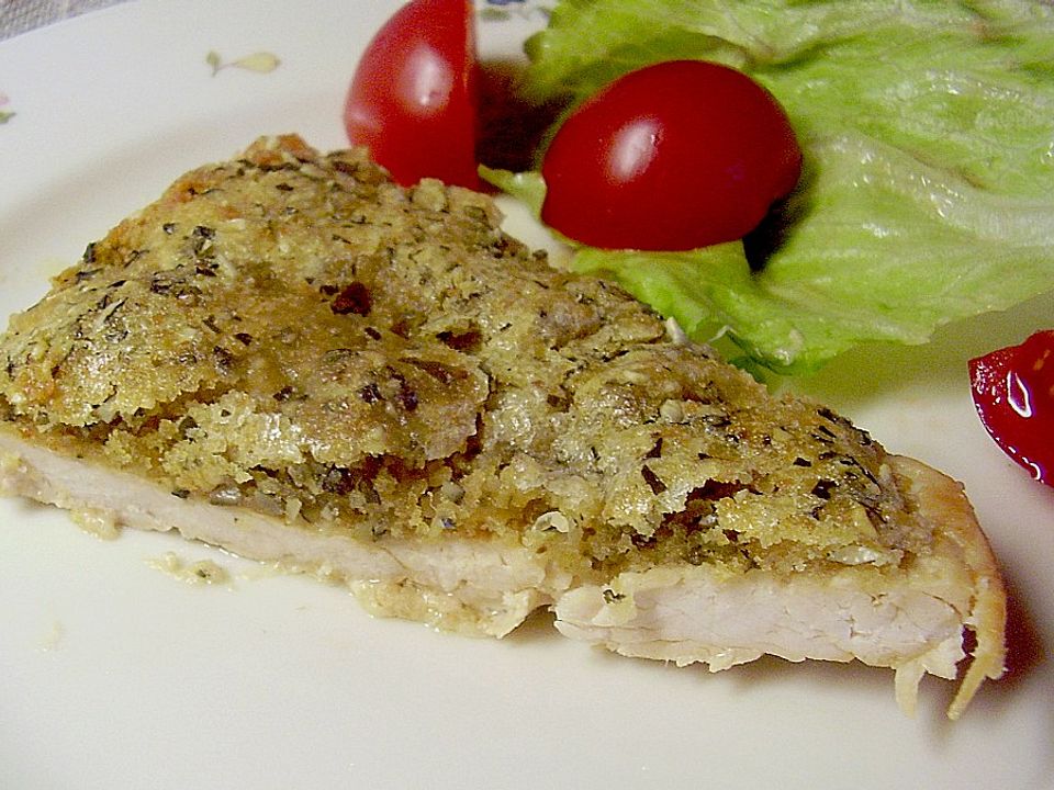 Putenschnitzel mit Käse - Kürbiskern - Kruste von mima53| Chefkoch