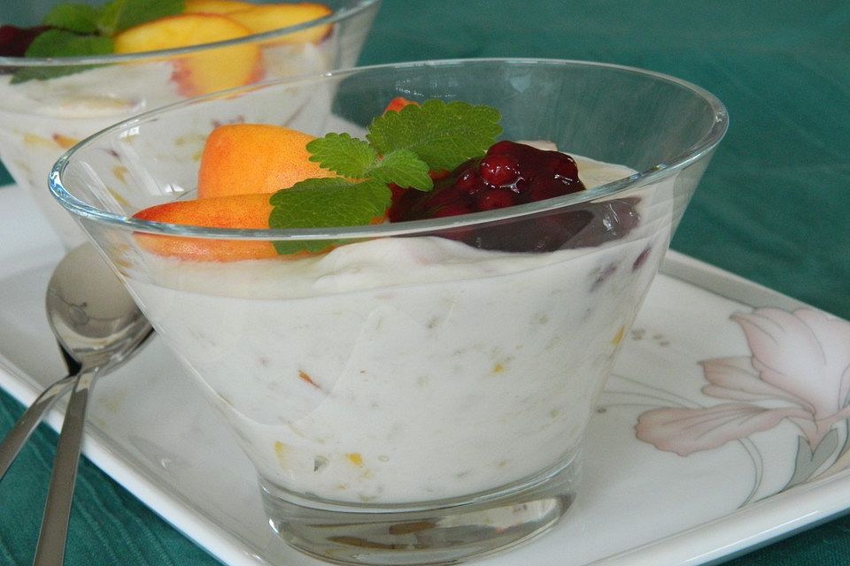 Bananenquark mit Pfirsichen  -  für Feinschmecker