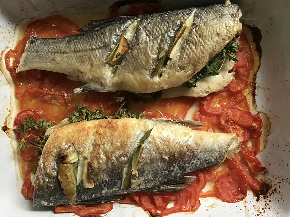 Wolfsbarsch Mit Zucchini Tomaten Gemuse Von Itusek Chefkoch 