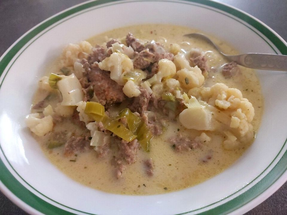 Blumenkohl-Hackfleisch-Lauch-Suppe von pasiflora| Chefkoch Blumenkohl-Hackfleisch-Lauch-Suppe von pasiflora| Chefkoch