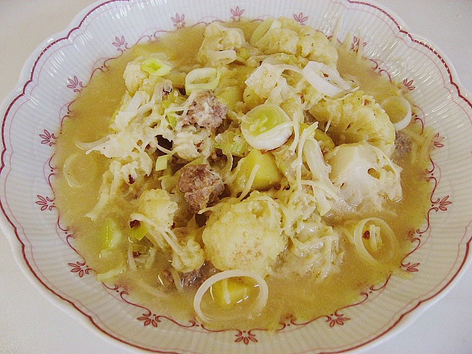 Blumenkohl - Hackfleisch - Lauch - Suppe von pasiflora| Chefkoch Blumenkohl - Hackfleisch - Lauch - Suppe von pasiflora| Chefkoch