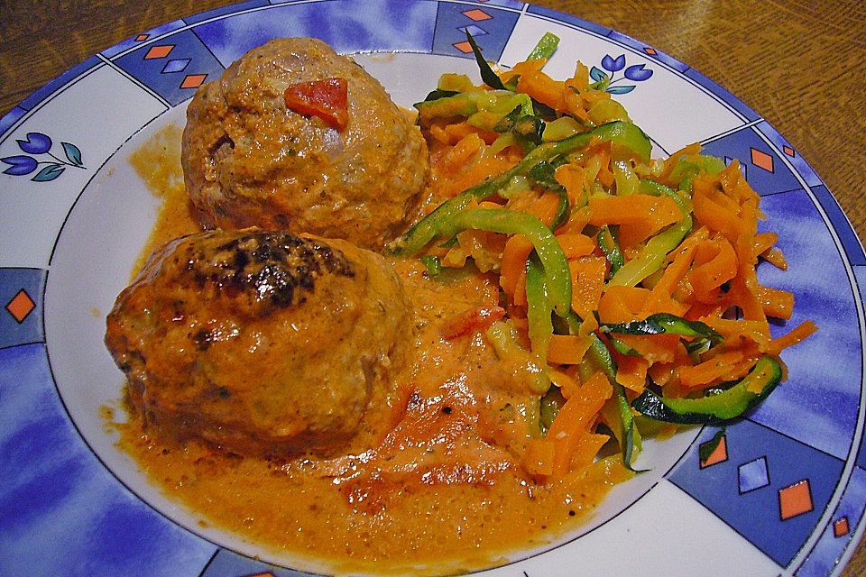 Hackbällchen in Tomaten - Sahne - Soße aus dem Ofen