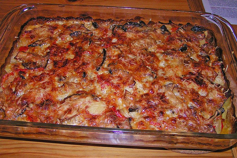 Kartoffel - Kräuterseitling - Paprika - Gratin