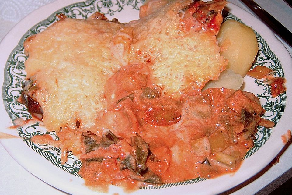 Lauchschnitzel überbacken