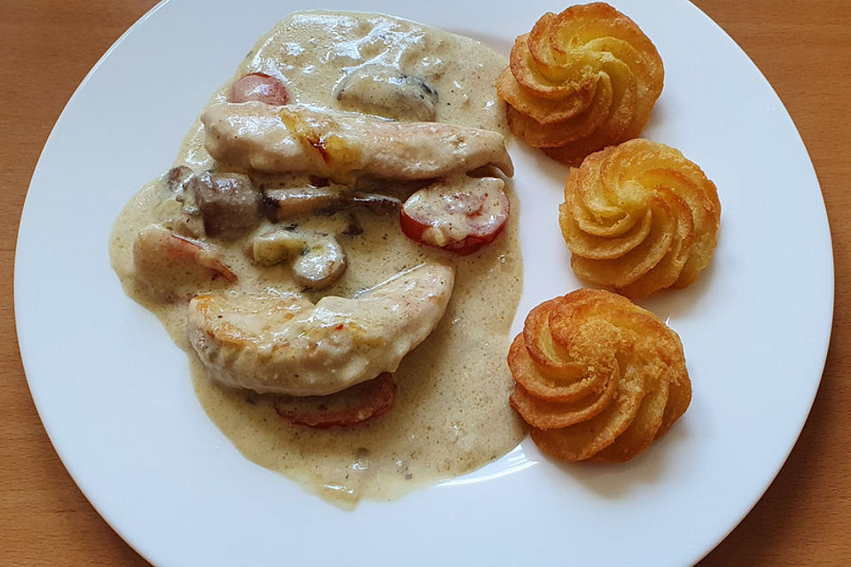 Champignon - Hähnchenschnitzel, überbacken