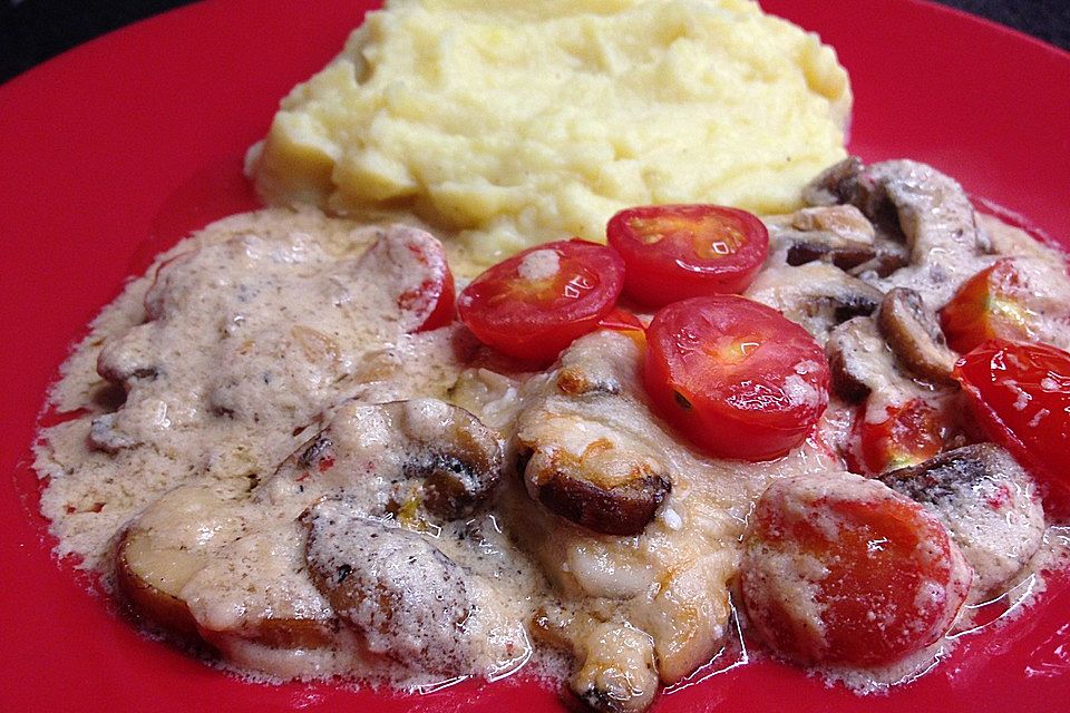 Champignon - Hähnchenschnitzel, überbacken