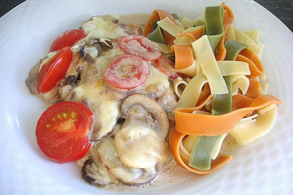 Champignon - Hähnchenschnitzel, überbacken