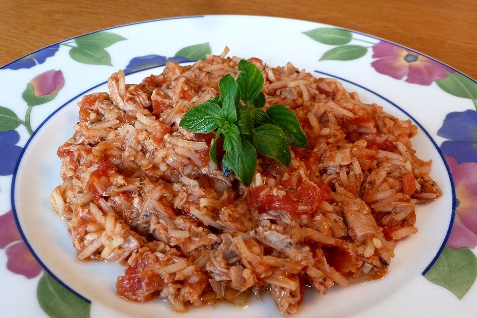 Reis - Tomaten - Pfanne mit Thunfisch