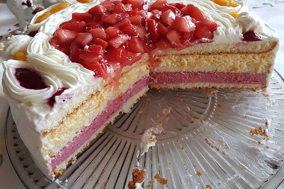 Himbeer - Pfirsich - Torte