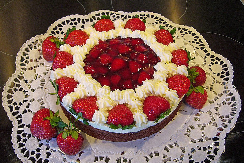 Schoko - Mandel - Erdbeertorte