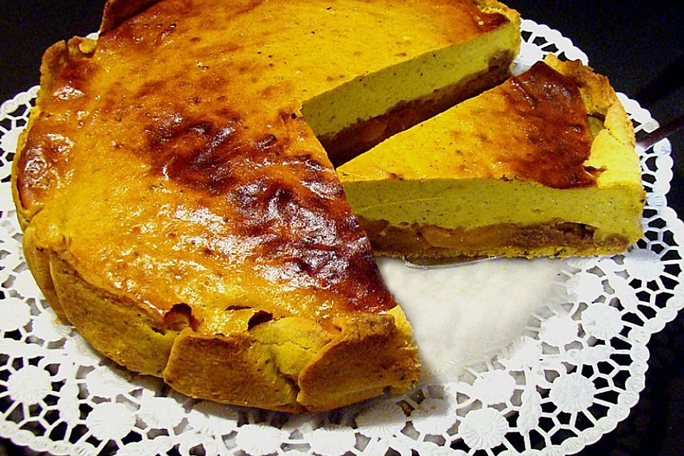 Aprikosenkuchen-Käsekuchen ohne Boden