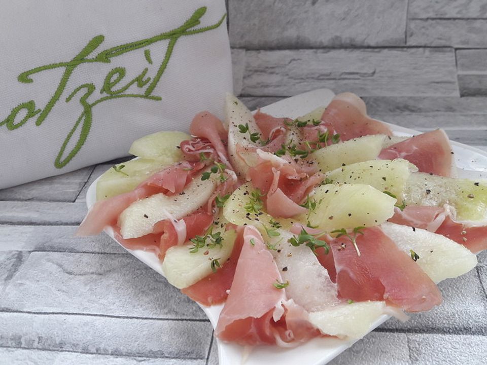 Sommerliches Carpaccio Mit Rohschinken Und Melone Von Happiness Chefkoch