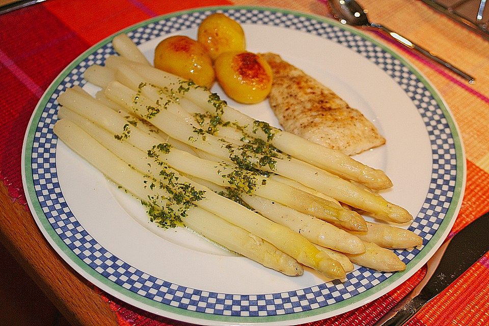 feuervogels Zanderfilet mit Spargel und Zitronen - Vinaigrette