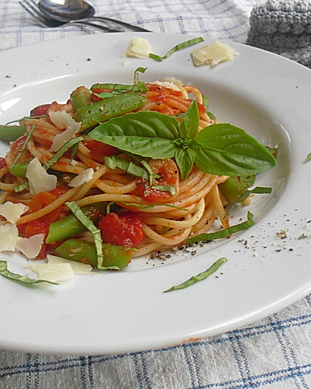 Spaghetti mit grünen Bohnen