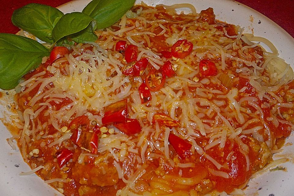 Feurige Spaghetti mit Sesamöl