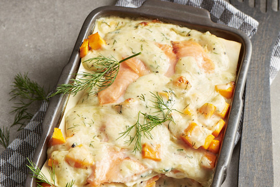 Kürbis-Lachs-Lasagne