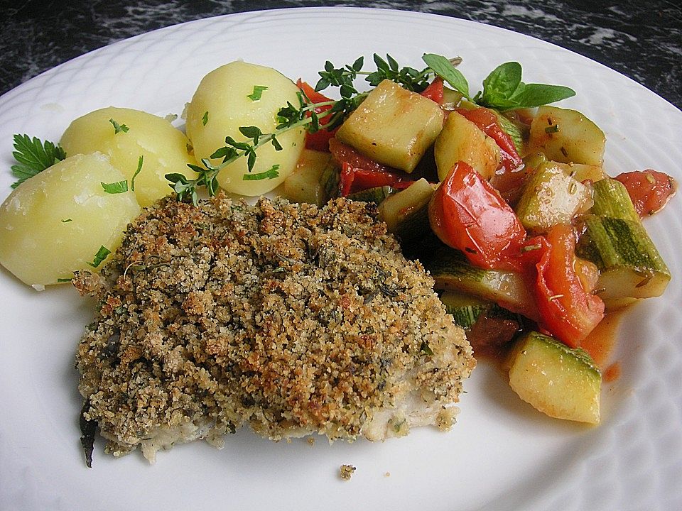 Kräuterfisch mit lauwarmem Gemüsesalat von katta87| Chefkoch