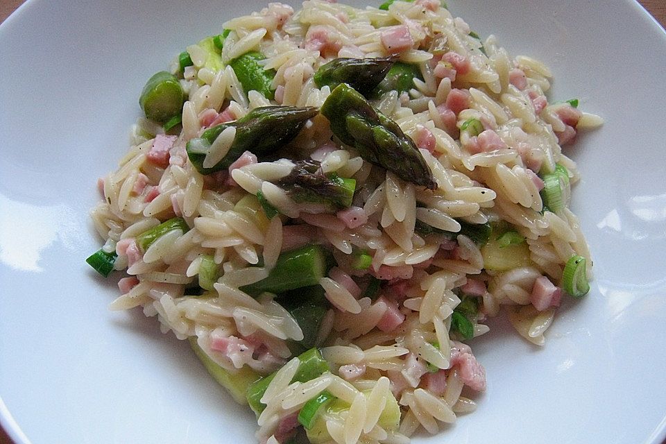 Pastasotto mit Spargel und Schinken