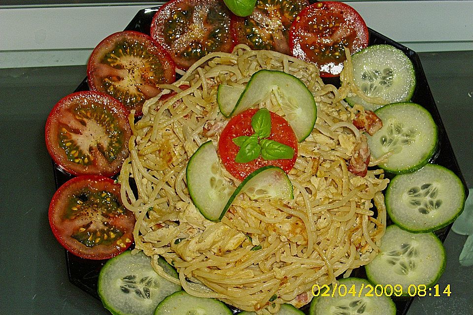 Spaghetti con pancetta e uova