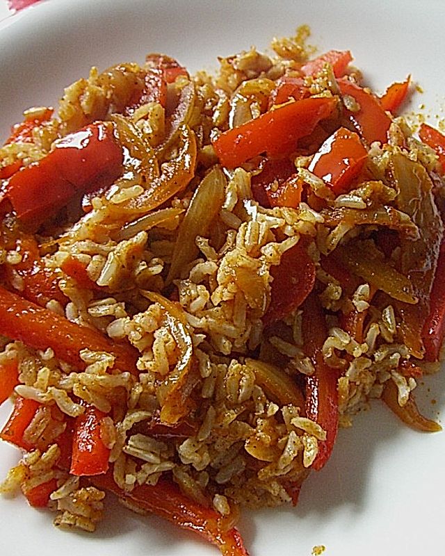 Vegetarischer Tomaten - Paprika - Reis