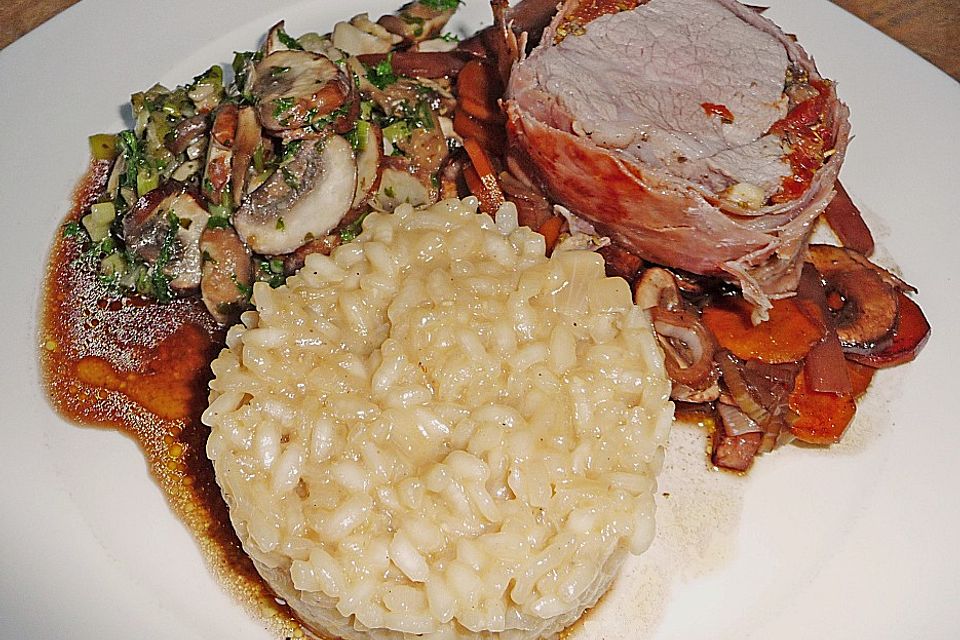 Kalbsfilet im Schinkenmantel auf Zitronen - Risotto