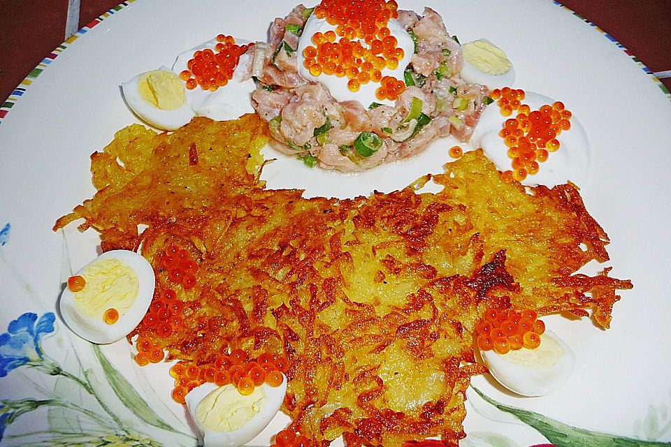 Lachs - Tatar an Rösti mit Meerrettich - Joghurt