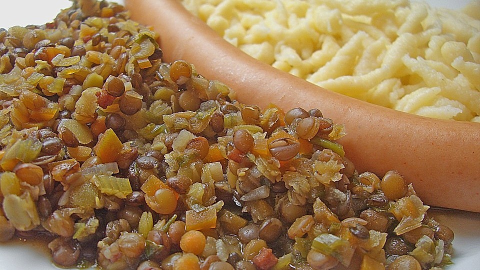 Linsen Mit Spatzle Und Saitenwurstchen Von Utee Chefkoch 