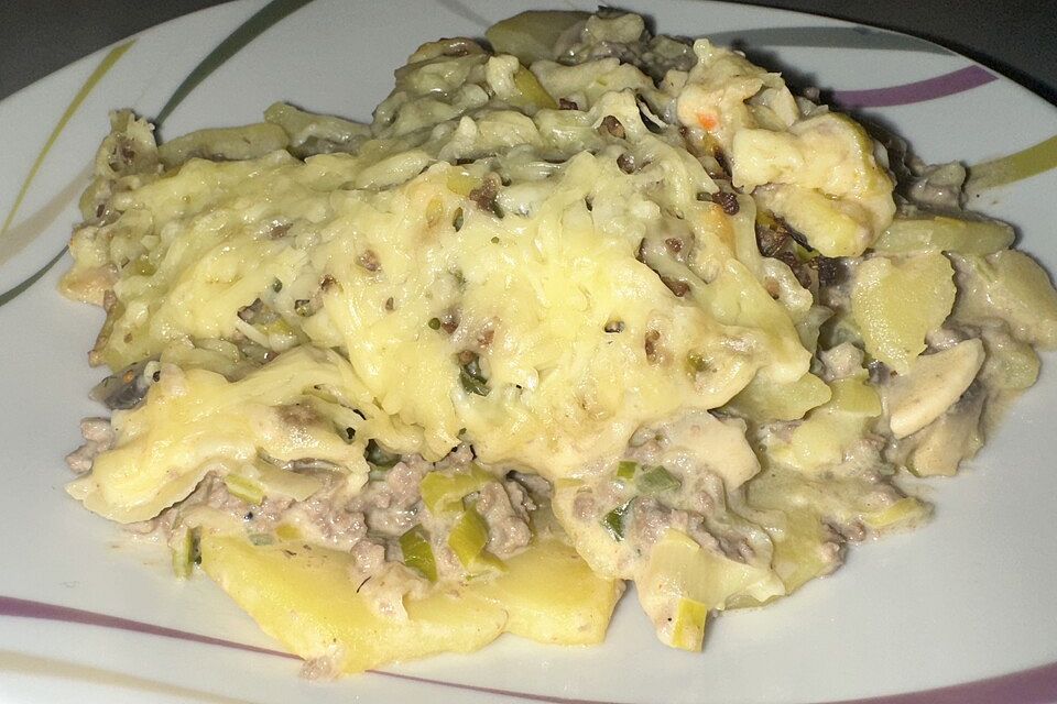 Hackfleisch - Käse - Lauch - Kartoffelauflauf