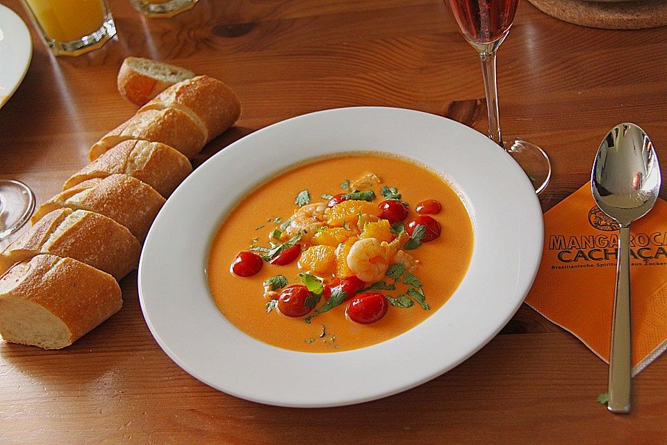 mangobears Tomaten - Kokos - Suppe mit Meeresfrüchten