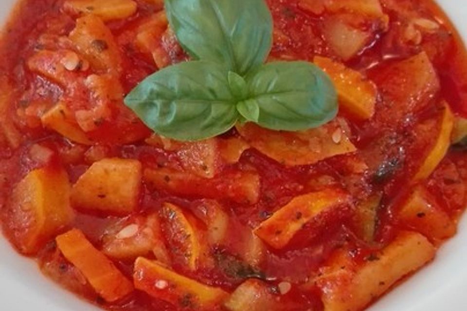 Sommerlicher Eintopf mit Zucchini und Tomate