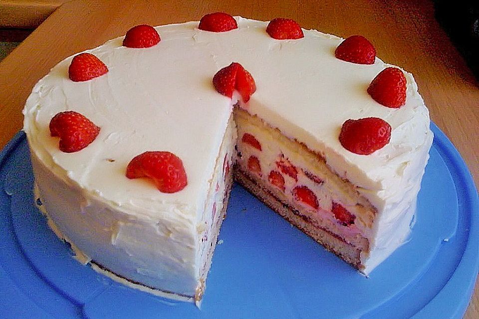 Schnelle Erdbeer - Mascarpone - Torte