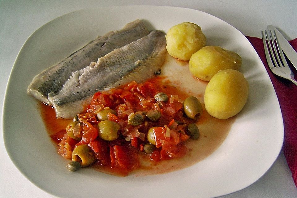 Matjes in Tomaten - Kapern - Soße