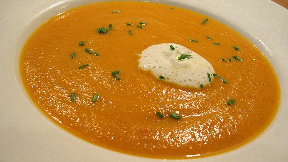 Karottencremesuppe mit Paprika von Eislein Karottencremesuppe mit Paprika von Eislein