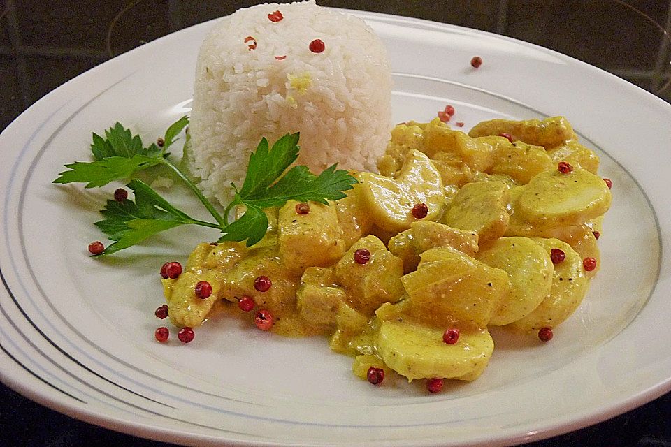 Roros exotisch - sahniger Currytopf mit roten Pfefferbeeren