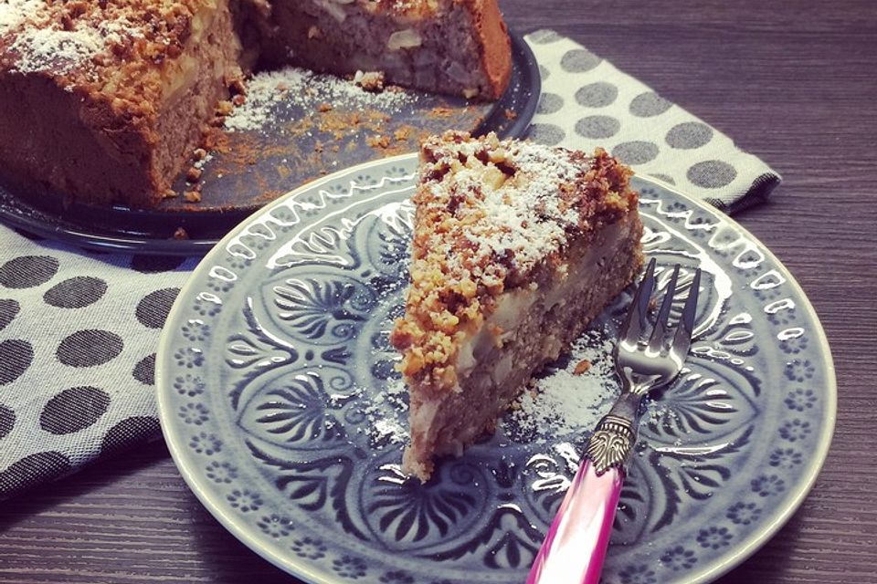 Apfelkuchen mit Walnuss - Kruste