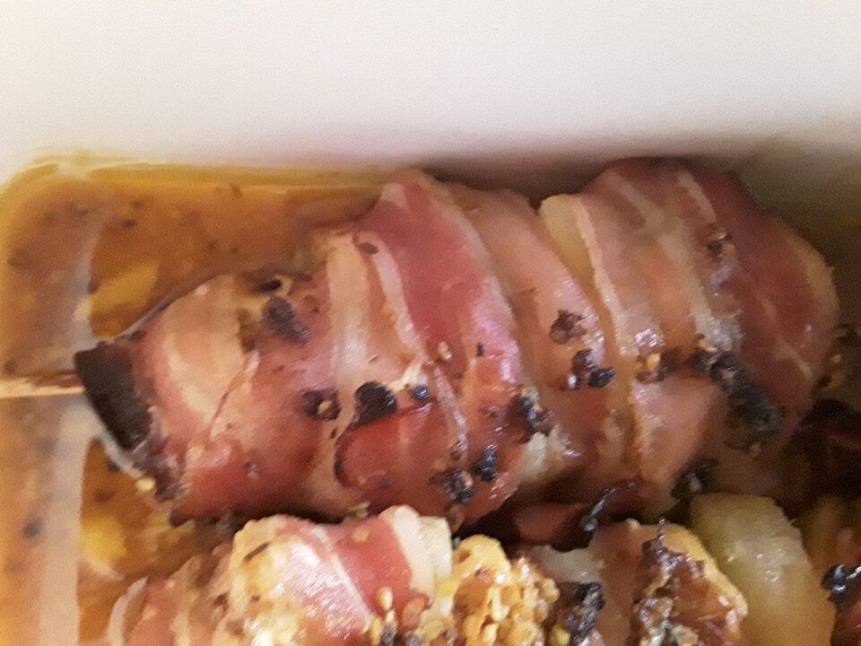 Hähnchen - Ananas - Spießchen mit Bacon und Curryreis| Chefkoch