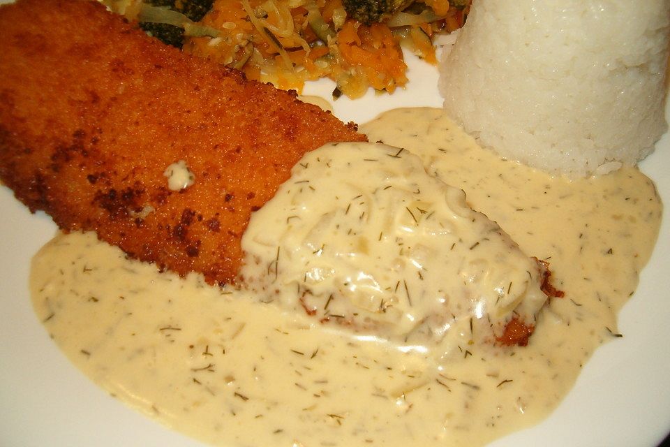 Senfsoße zu Fischfilet