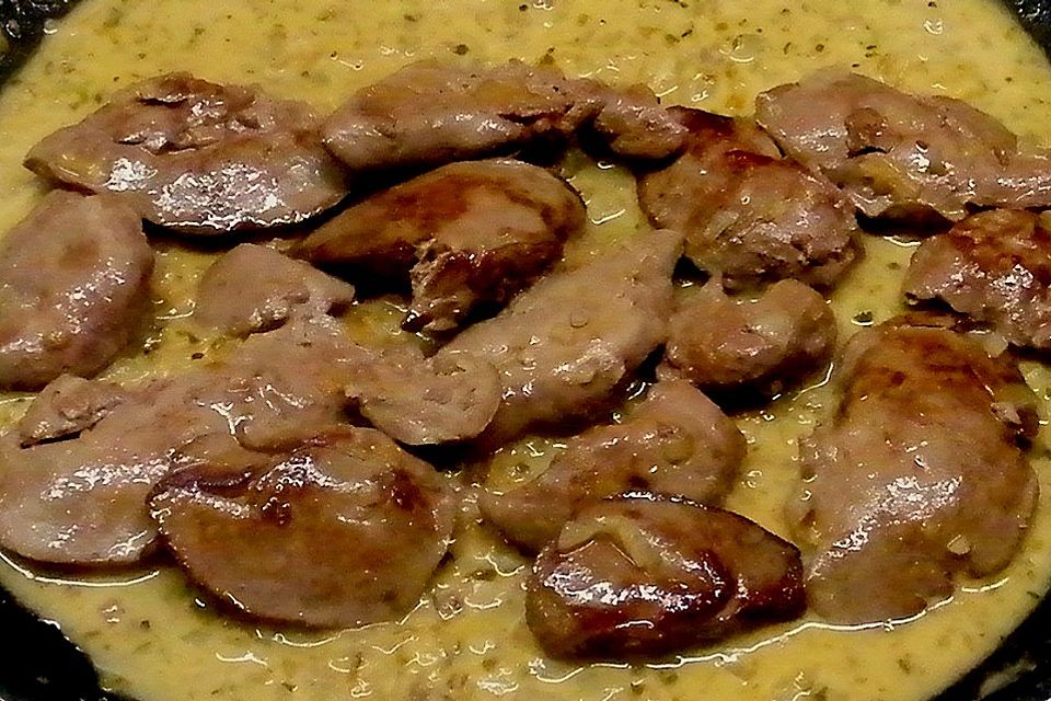 Kaninchenleber in Senf - Weißwein Sauce