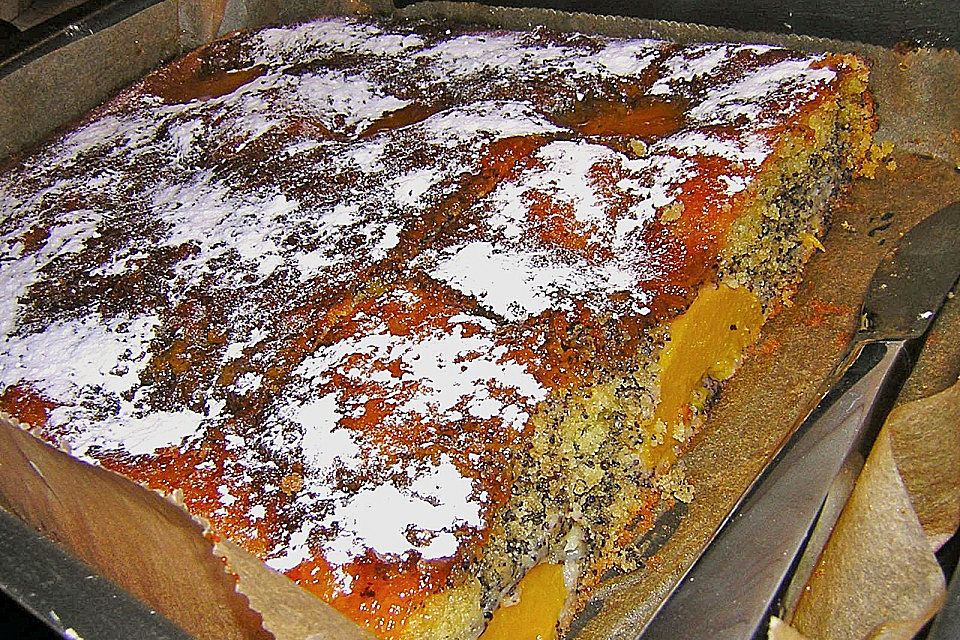 Pfirsich - Mohn Blechkuchen