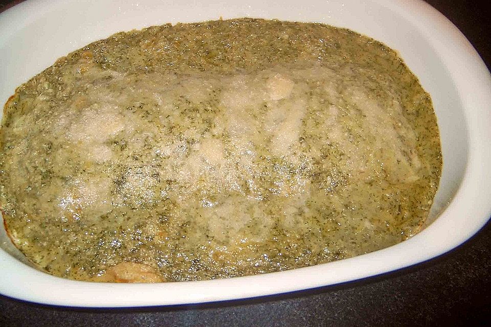 Hähnchenbrust mit Kräutersauce überbacken