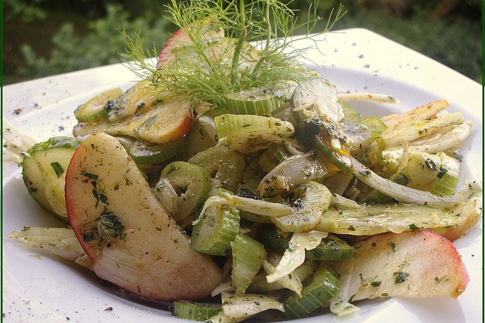 Fenchelsalat mit Apfel und Gurke