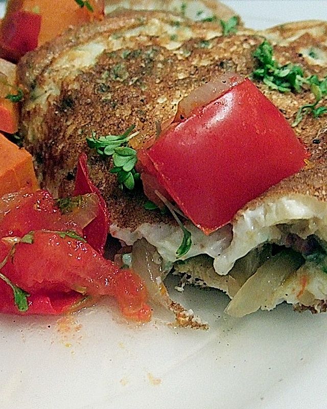 Omelette mit Kürbis - Tomatengemüse