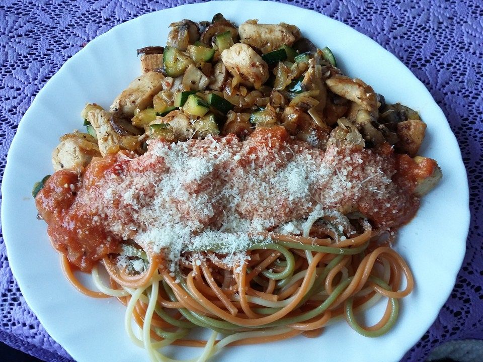 Spaghetti mit Puten - Zucchini Sauce von bernd242| Chefkoch