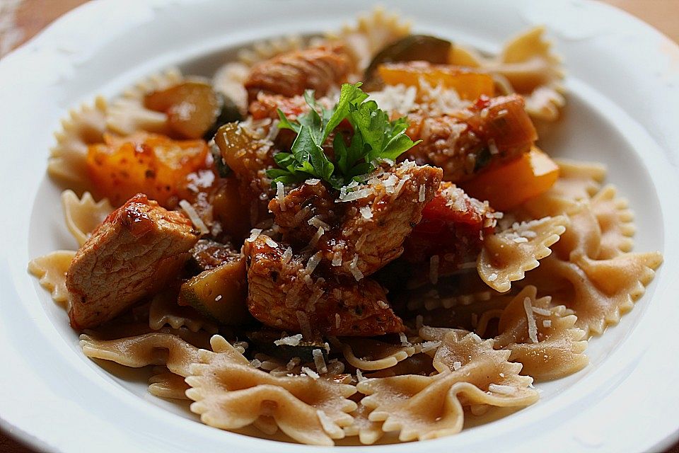 Spaghetti mit Puten - Zucchini Sauce